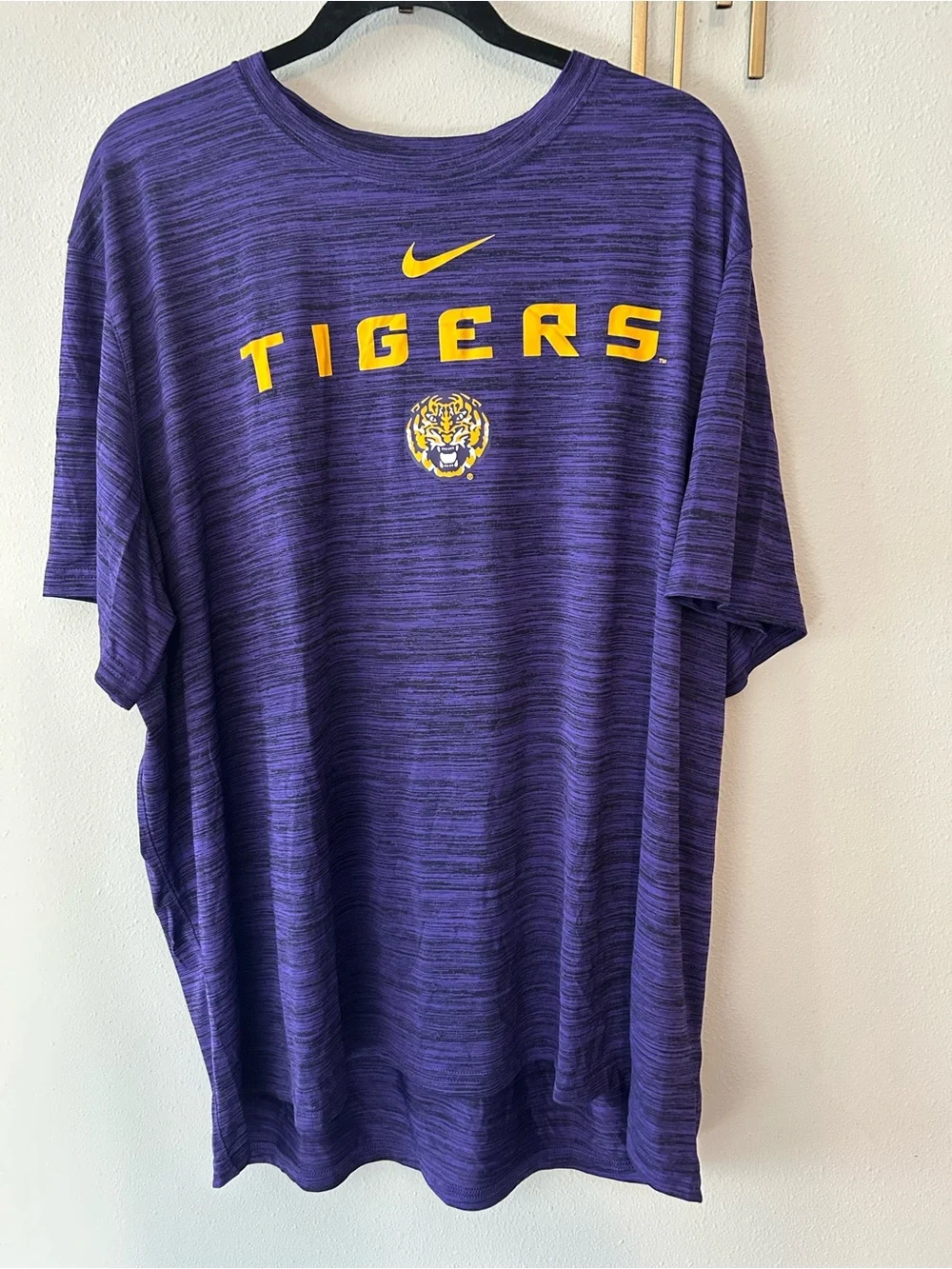 Nike Purple LSU Short-Sleeve Performance Tee with Yellow Logo